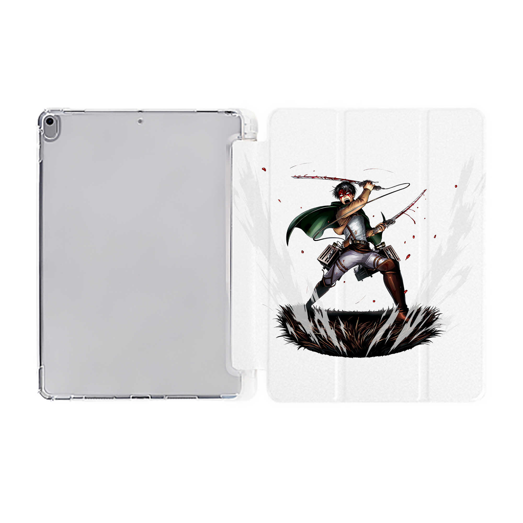 （画像用） 進撃の巨人 リヴァイ·アッカーマン Attack on Titan Levi Ackerman IPad ケース ペン収納付き 三つ折りスタンド PUレザー×シリコン 対応機種9.5/10.5/10.9インチ